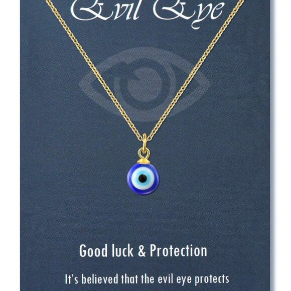 Jewelry - Evil Eye Necklace Chain Blue Eyes Amulet Pendant Necklace Ojo Turco Kabbalah Pro